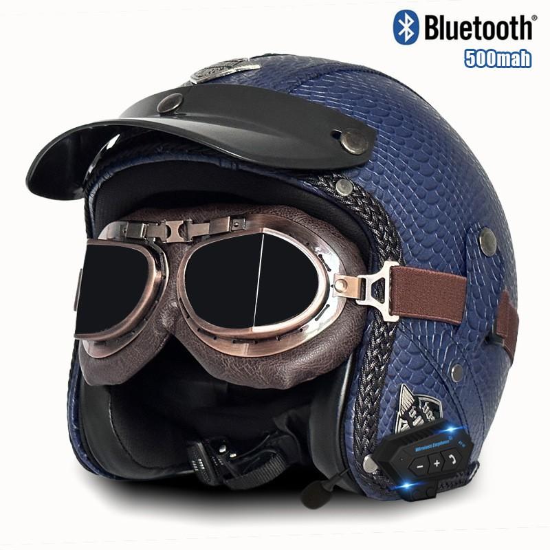 3C Certified Retro Style 3/4 Motorcycle Helmet Men Women ABS Half With Bluetooth Compatible Visor Options
