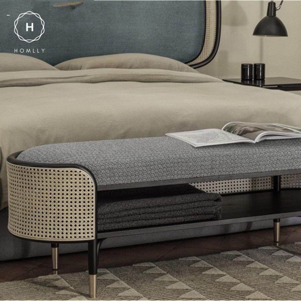 Homlly Natural Rattan Black Solid Wood Display Furniture Sets