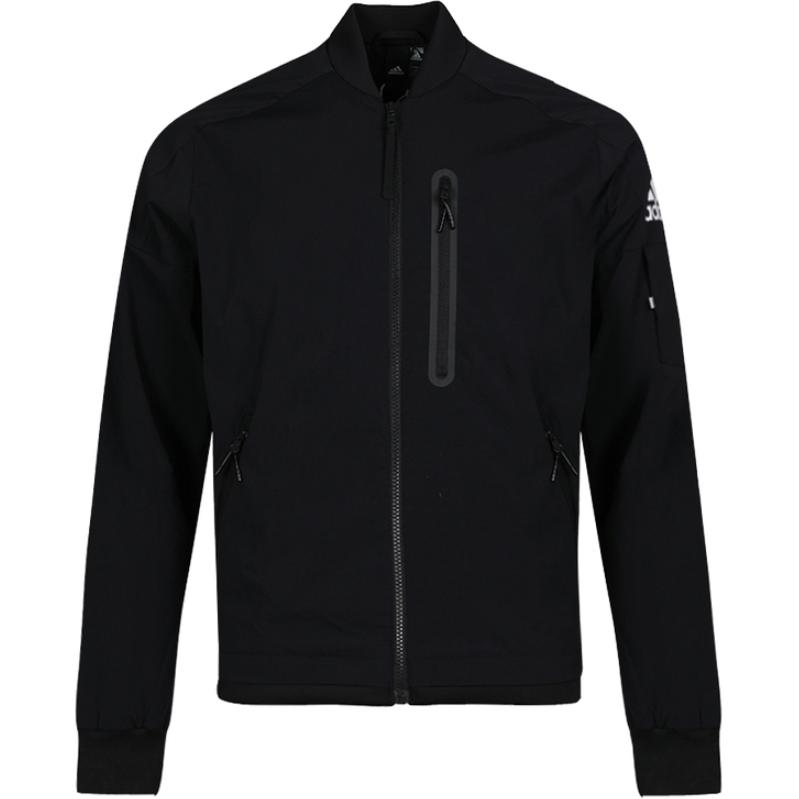 adidas Повседневная куртка серии Lifestyle Тканая куртка на молнии Повседневная куртка с логотипом Мужские куртки Черный DV3310