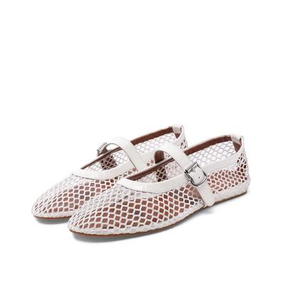 Модные женские сандалии, сетчатые балетки для женщин, ремешок с пряжкой, удобные повседневные офисные туфли-балетки из сетки