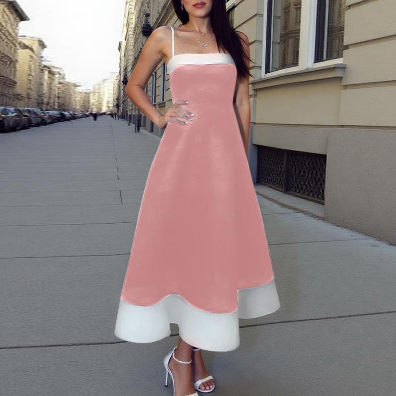 ZANZEA Womens Patchwork Casual Summer Sleeveless Sling Long Dress