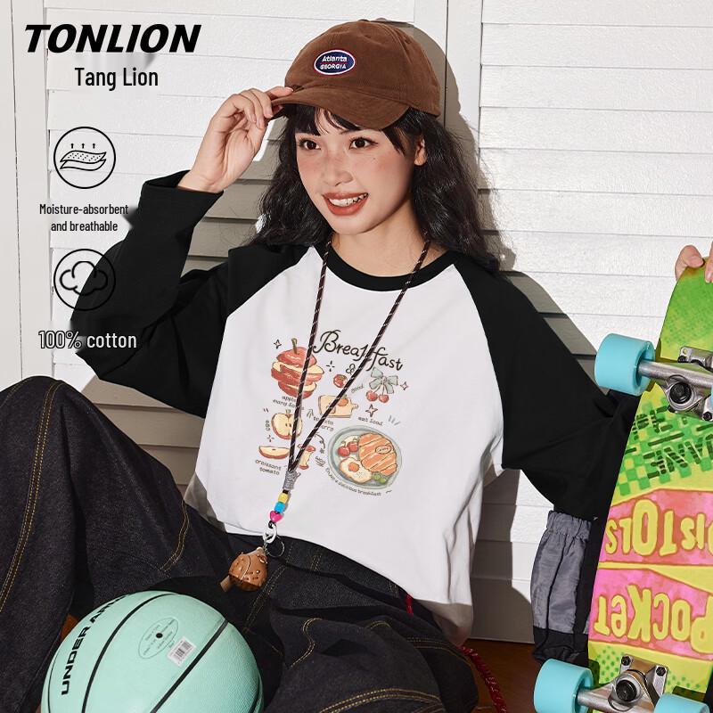Женская хлопковая футболка с длинным рукавом TonLion
