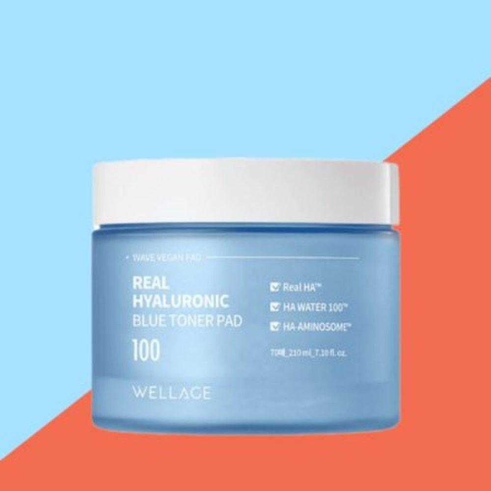 WELLAGE Тонер для кожи Real Hyaluronic Blue Toner Pads 70 листов (210мл)
