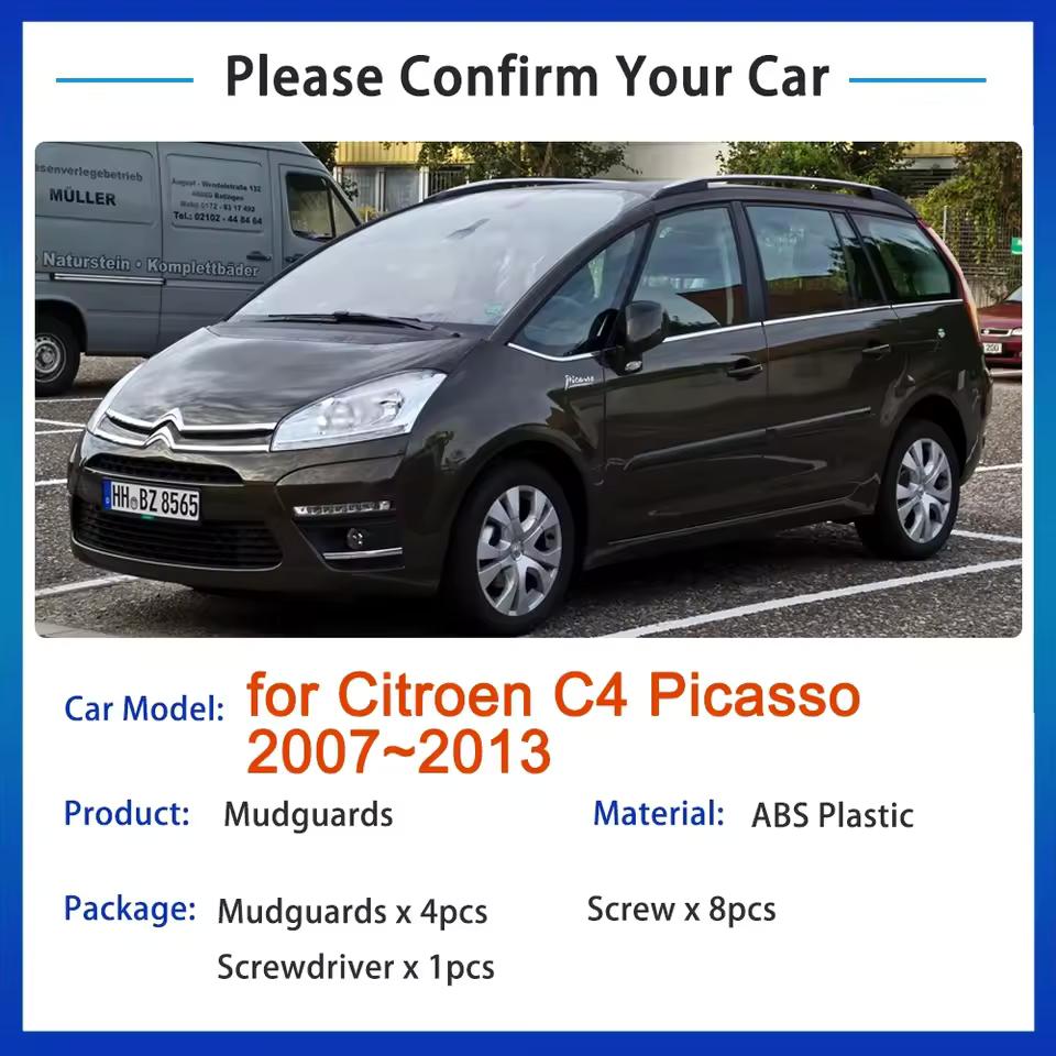 4x Брызговик для Citroen C4 Picasso 7 мест 2007~2013 2012 2011 2009 2006 Аксессуары Брызговики Защитные щитки Крылья Передние колеса