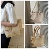 Square Beach Bag Bohemian Style Raffia Shoulder Bag Simple Weave Straw Tote Bag  Shopping