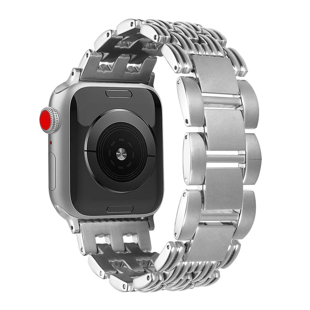 5-Bead Stripe Watch Strap for Apple Watch Series 10 Ultra 9 8 7 SE 6 5 4 3 2 1 46mm 49mm 45mm 44mm 42mm Stainless Steel Wrist Band