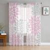 Light Pink Grey White Dahlia Texture Tulle Curtains for Living Room Kitchen Bedroom Sheer Tulle for Cafe Hotel Modern Home Decor