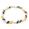 [F9757] - Handcrafted Silver Bracelet 'Inspiration' Amber 3 Tones - 5 Mm
