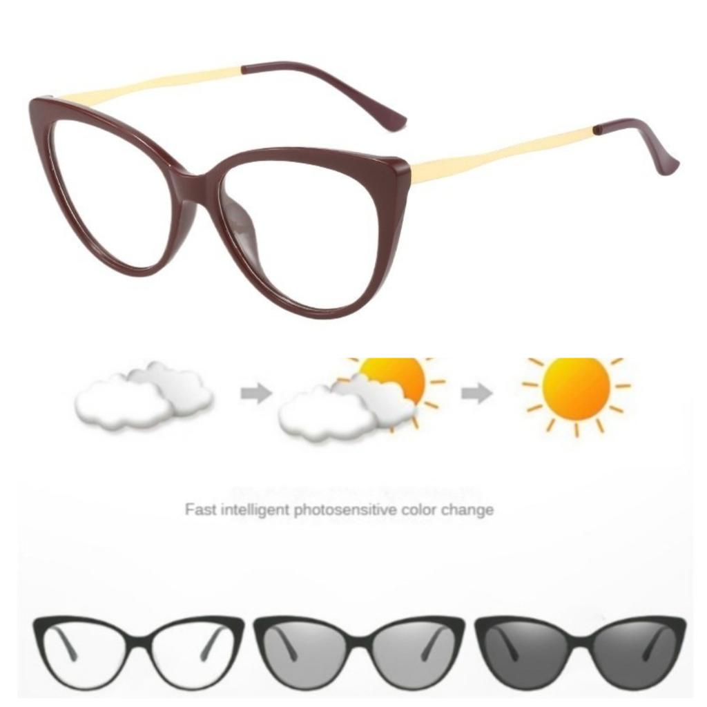 Women Pochromic Optical Glasses Men Anti Blue Light Cat Eye Eye Glasses Unisex Anti Radiation Eyewear