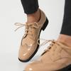 Oxfords Shoes for Women Cross Tied Lace Up Round Toe Black Nude Vintage Brogue Derby Shoes Female Spring Flats Chaussure Femme