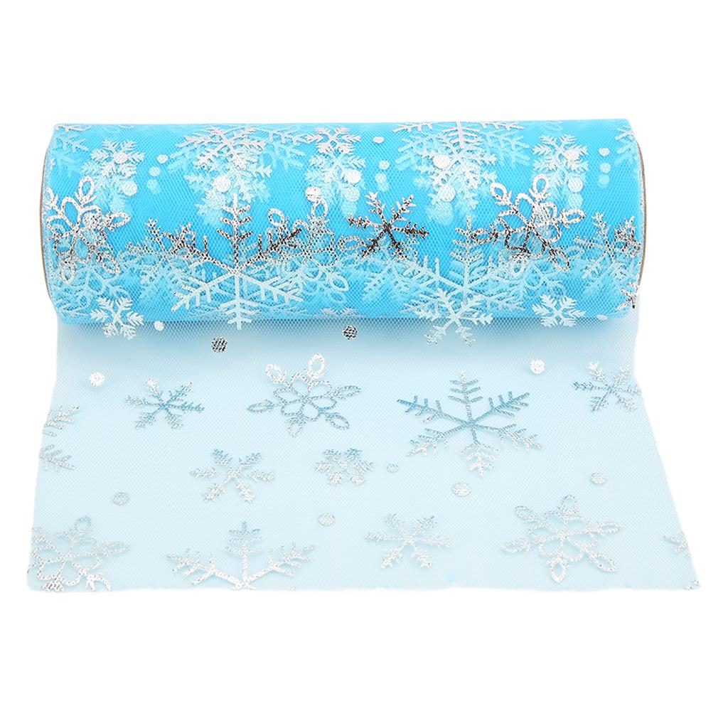Tulle Rolls Shiny Glitter Delicate Soft Blue Printed Tulle Roll Gift Tie Party Table Decoration