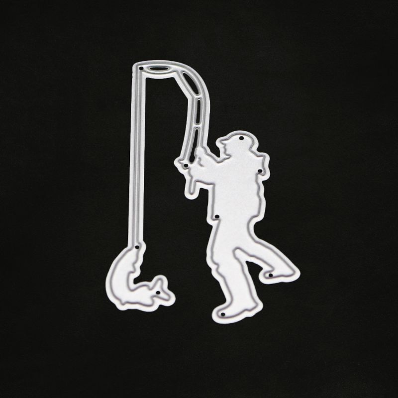 Fishing Man Cutting Dies Metal Stencil DIY Scrapbooking Album Paper Card Embossing Craft Die Cut People