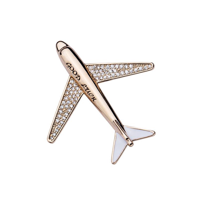 Unisex Luxury Zirconia Airplane Brooch Lapel Pin