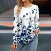 Women's Fall Fashion Casual Floral Top Long Sleeve Shirt Loose Pullover