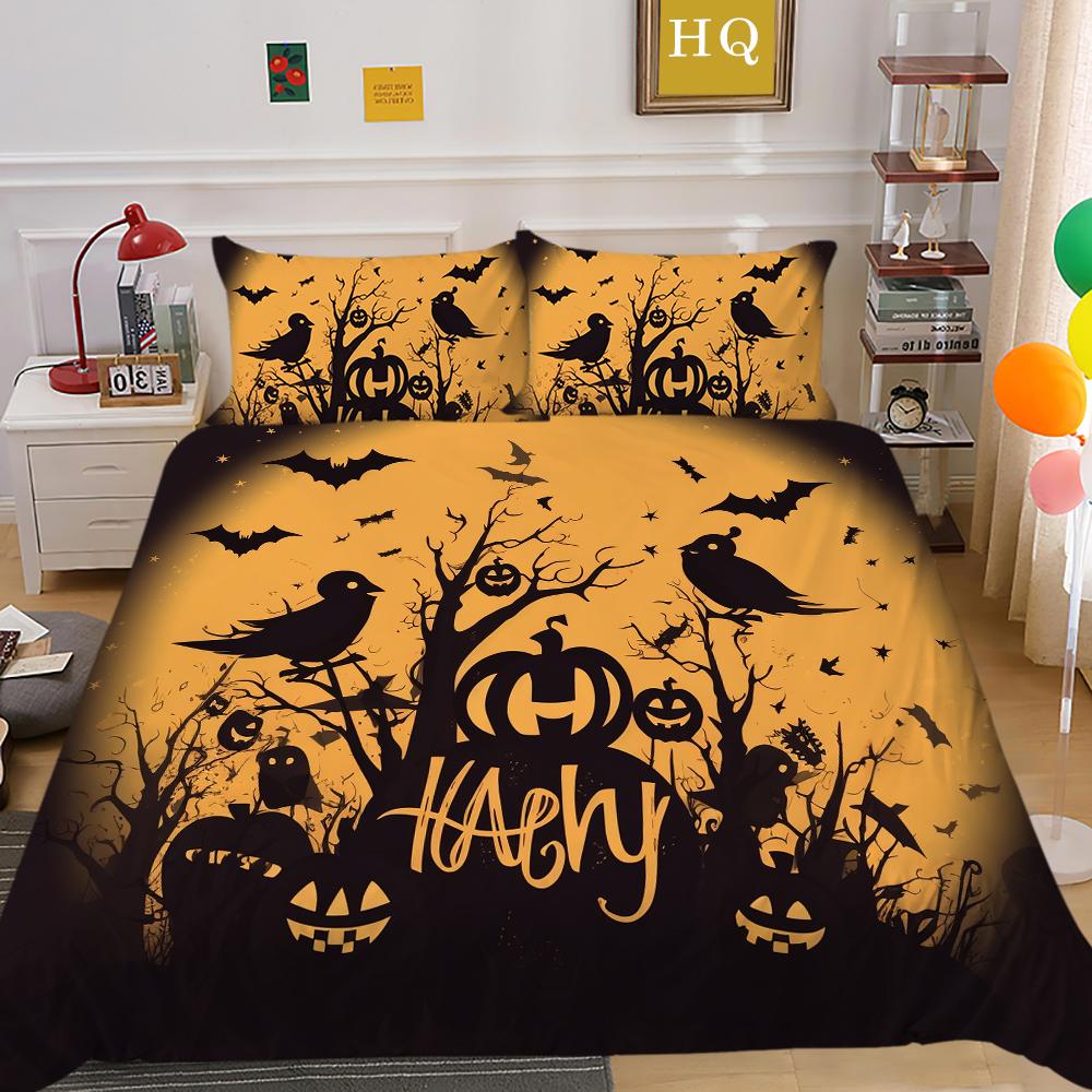 3D Halloween Home Bedding Set Terrorist Atmosphere Decoration Quilt Cover Pillowcase Set AU/DE/EU/US Full Size Soft Bedroom Decoration