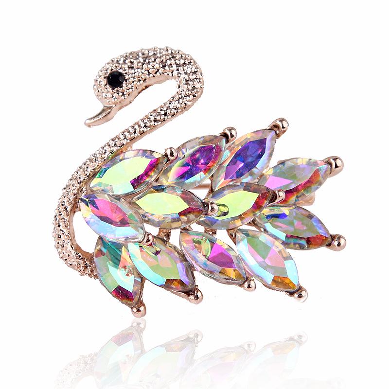 Fashion Cute Alloy Crystal Swan Brooch Pin Brooch Clothing Accessories Brooch Men's and Women's