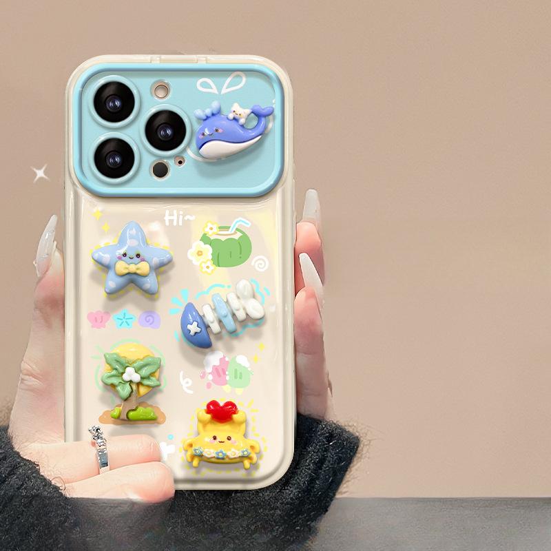 Подходит для чехла для мобильного телефона Apple 15 Iphone14/13pro Пляжная мультяшная кукла Ремешок 12 Большое окно откидной 11