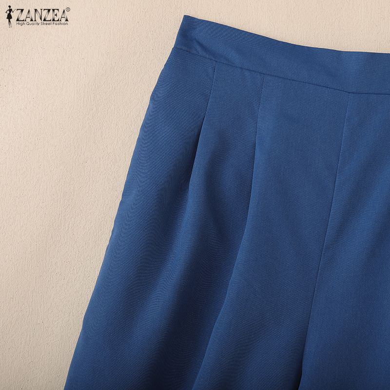 ZANZEA Женские повседневные брюки свободного кроя с эластичной талией и лоскутным дизайном