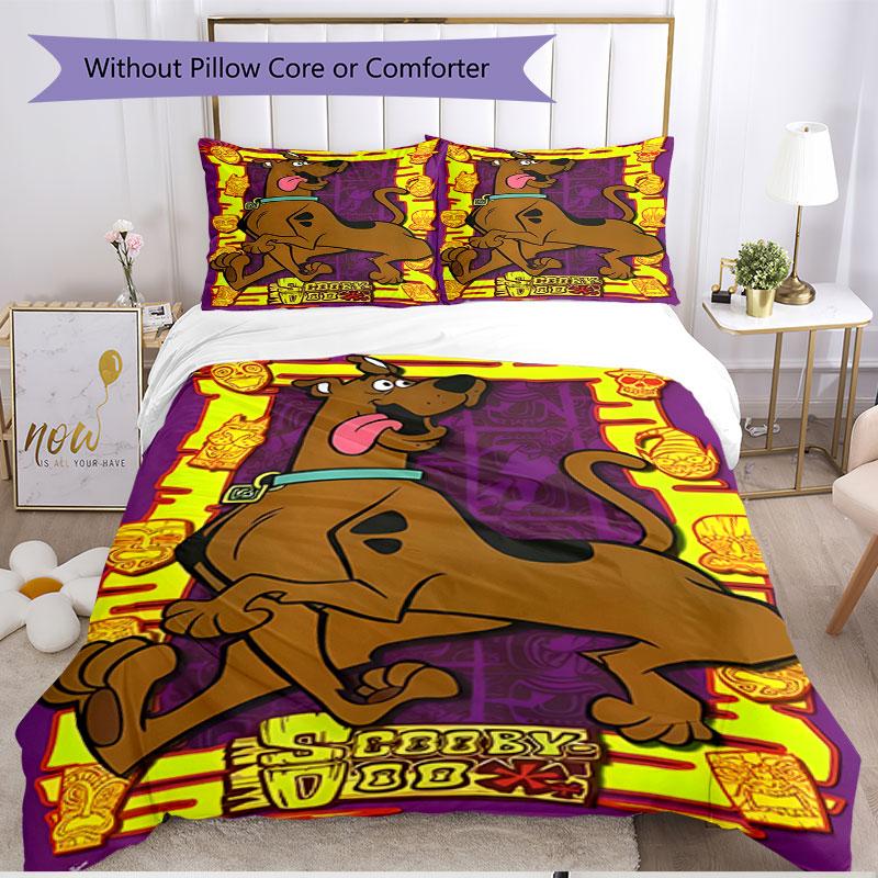 3pcs Duvet Cover Set (1*Duvet Cover + 2*Pillowcase, Without Core), Scooby Print Soft All‑Season Bedding Set, Home Bedroom Decor Gift