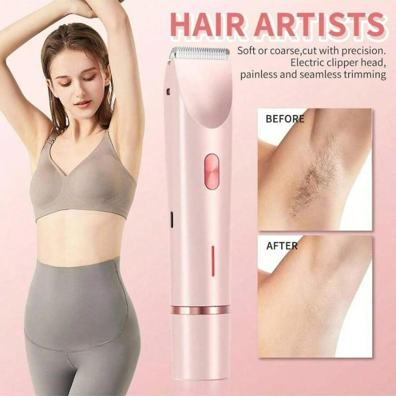 Электробритва , Триммер для бикини для женщин, 2 в 1, Влажное и сухое бритье, Водонепроницаемая электробритва, USB-перезаряжаемая, Двухголовочная бритва