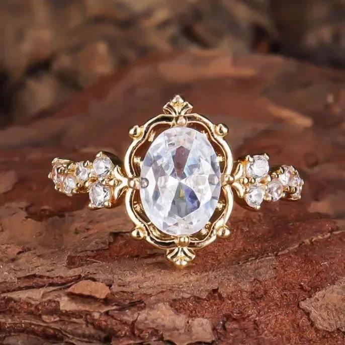 Модный взрыв Европейский стиль Личность Изысканный дизайн Медь Инкрустация Циркон Легкая роскошь Кольца для женщин