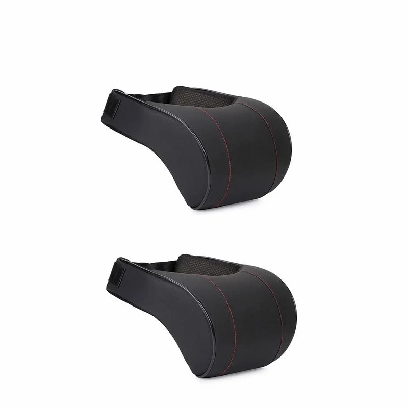Memory Foam Car Neck Pillow with PU Leather Cover - Headrest Neck Support Cushion for Vehicle Interior Accessories