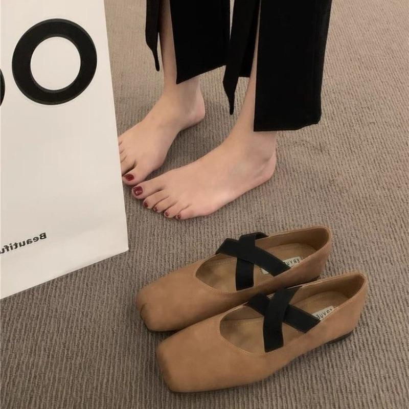 Flat ballet square head single shoes fairy shoes new spring and autumn Mary Jane evening gentle shoes