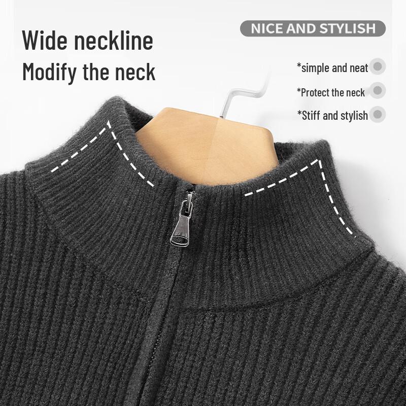 Мужской вязаный свитер на молнии до середины