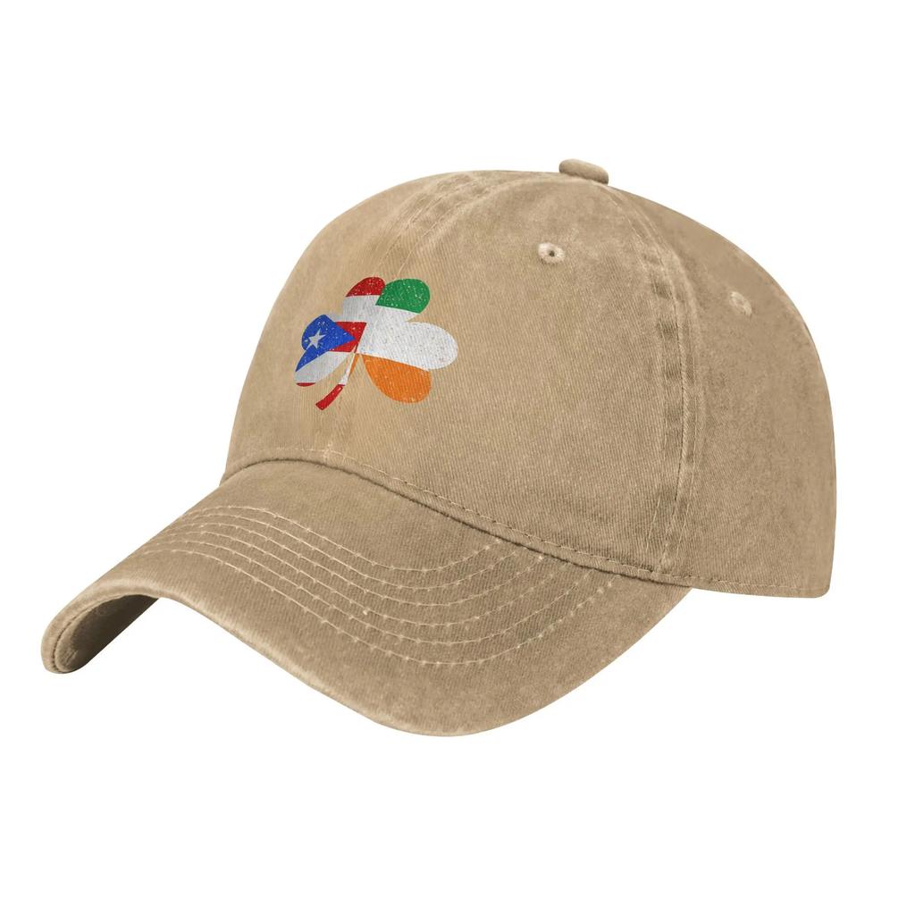 Vintage Boricua Puerto Rico Irish Shamrock Baseball Cap Casual Cotton Headwear for Unisex Women Outdoor Workouts Adjustable Cap Hat