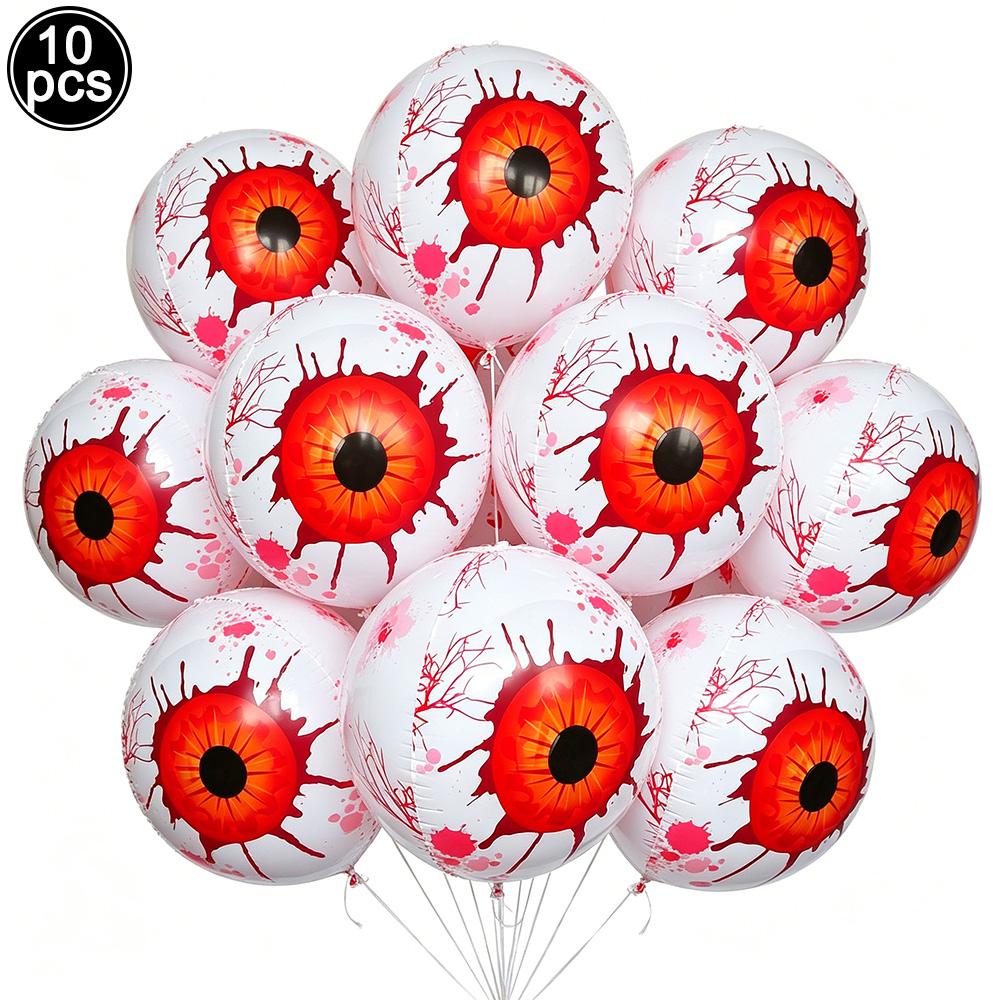 10pcs Terrifying Blood Eye Inflatable Aluminum Foil Balloon 5 Colors Eye Balloon Happy Halloween Party Decoration Supplies Gifts