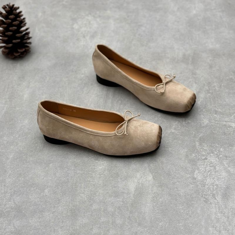 Кожаные балетки женские кожаные туфли Мэри Джейн на толстом каблуке с квадратной головкой