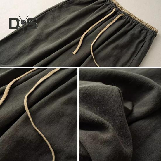 Women Harem Pants Drawstring Waist Wide-leg Casual Trousers Solid Color Ankle-Length Pants for Workouts Everyday Wear