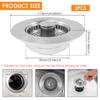 2Pc Upgraded 3IN 1 Kitchen Sink Drain Strainer Stopper Stainless Steel Pop Up Sink Filter Anti-Clogging Sink Food Catcher Basket