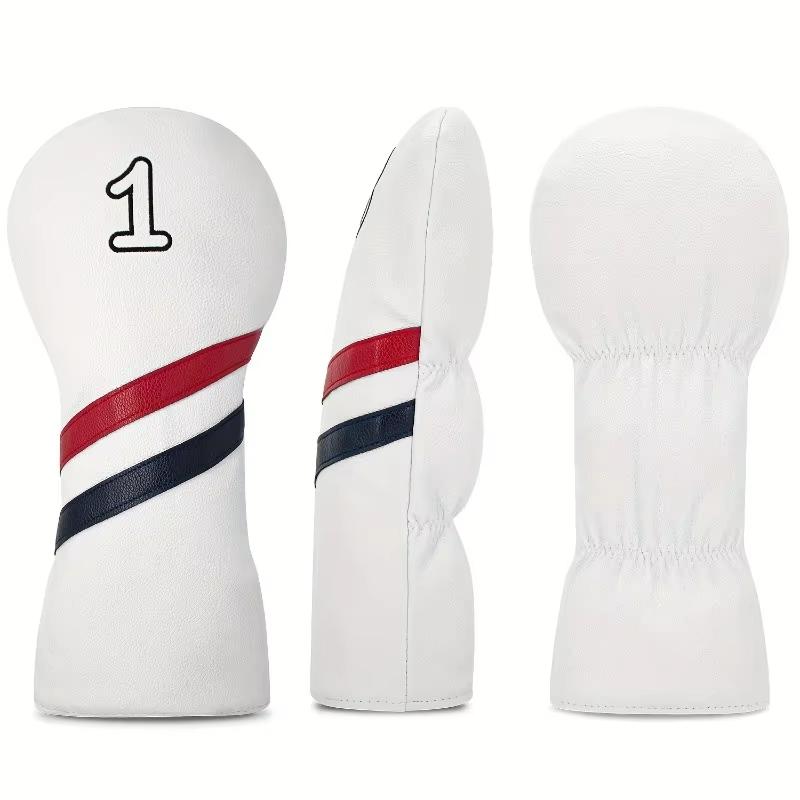 Red & Black  Stripe Golf Club Head Cover - White/Red Color Universal Fit for 1W 3W 5W UT Wood Clubs