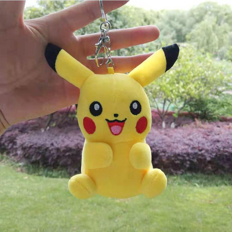 Endearing Plush Pikachu Backpack With Keychain Cartoon Character Toy Ideal Gifts For