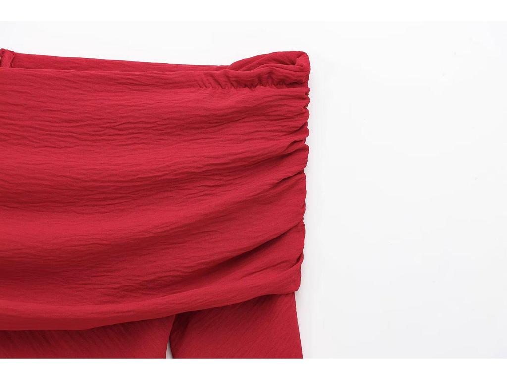 2024 Women's European & American Style One-Shoulder Ruched Slimming Top