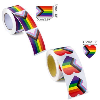 Наклейки Радужный Прайд 500 шт./Рулон Декоративные Наклейки для Сумки Чашки Вазы Форма Сердца/Квадрата Радужные Наклейки Особые Подарки