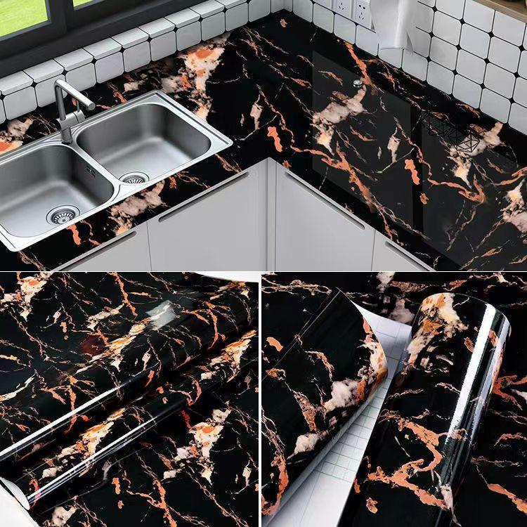 Pvc Thickened Water-Repellent And Oil-Proof Marble Wall Cover Self-Adhesive Sticker Bathroom Cabinet Cooktop Desktop Decorative Film