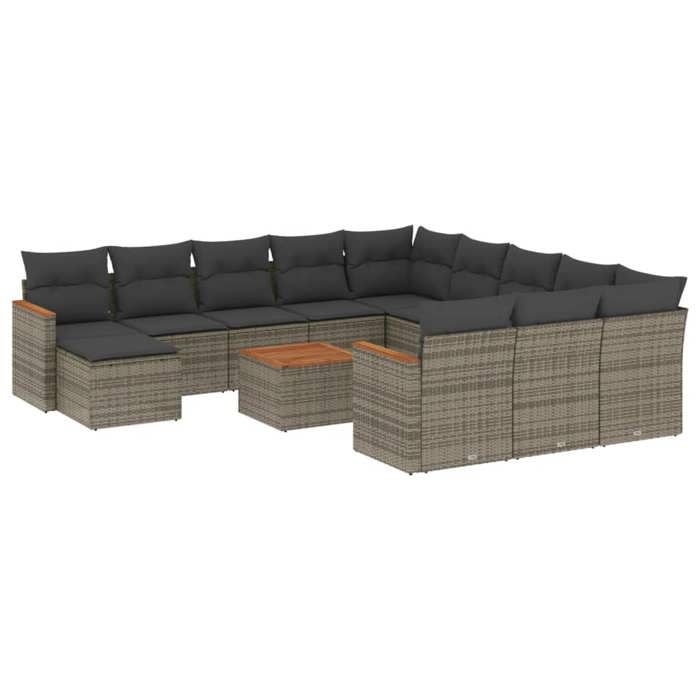 VidaXL Salon de Jardin avec Coussins 14 pcs, Canapés de Terrasse, Ensemble de Meubles de Patio, Mobilier d'Extérieur, Gris 3223926