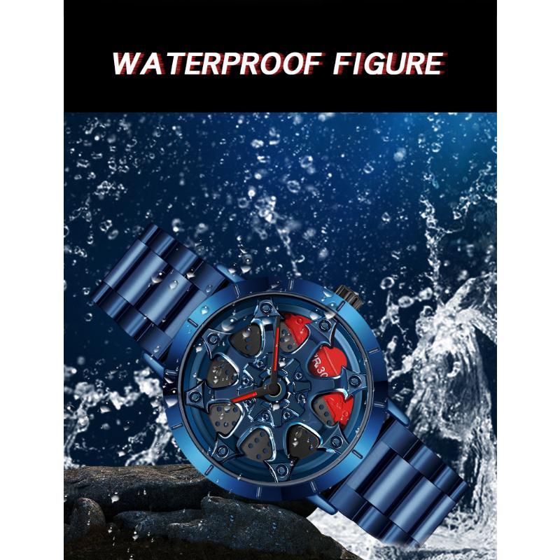 SANDA Часы со стальным ремнем, модные повседневные мужские часы с крутым циферблатом, кварцевые часы на колесе автомобиля