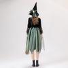 S-XL Womens Vintage Witch Mesh Dress Halloween Cosplay Costume Party Outfit
