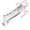 Reusable Penis Sleeve with Vibrator Penis Ring 19cm Clear Cock Ring Extender Soft Dick Enlarger for Couples Reusable Condoms