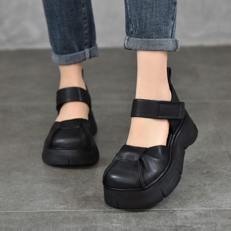 Johnature Легкие сандалии на толстой подошве в стиле ретро из натуральной кожи, женские туфли на платформе в римском стиле