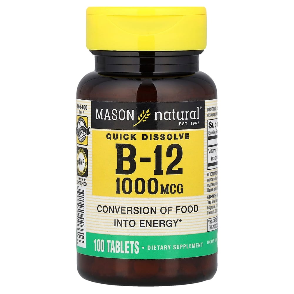 Mason Натуральный Витамин B-12 1000 мкг, 100 таблеток