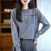 Новый осенне-зимний женский вязаный свитер с круглым вырезом и цветными пуговицами, две декоративные накладки-кармана, вязаный базовый слой