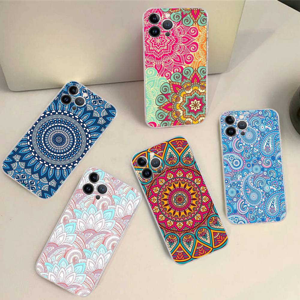 Рисунок Мандалы Для iPhone 11 12 13 14 15 16 17 Pro Max Plus 13 Mini Силиконовый Мягкий Прозрачный Задник