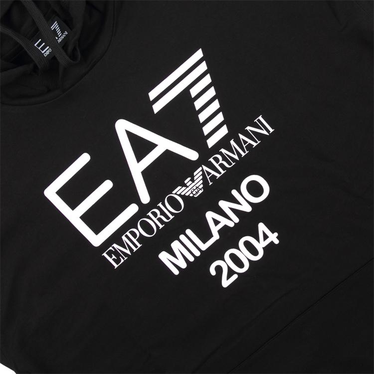 Emporio Armani EA7 Весна-Лето 23 Худи с принтом логотипа, букв и полосы Мужские худи Черный 3RUM04-PJ2SZ-1200