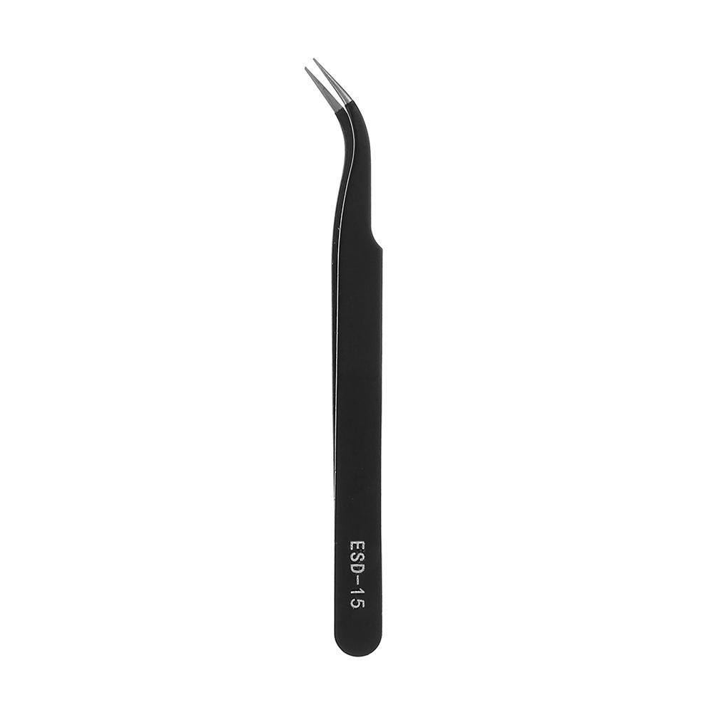 Industrial Repair Tools Anti-Static Stainless Steel Tweezers Curved Straight ESD Safe Eyebrow Clip