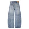 Mens Vintage Washed Denim Jeans Baggy Wide Leg Paris Buckle Hot Drilling Straight Pants