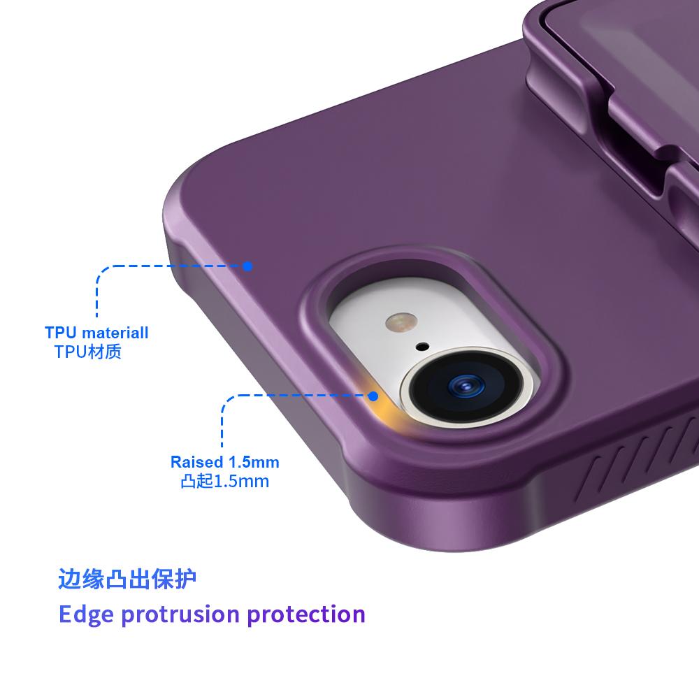Защитный чехол-кошелек с зеркалом и держателем для карт для iPhone 16E 17E iphone17e iphone16e Прочный чехол-обложка